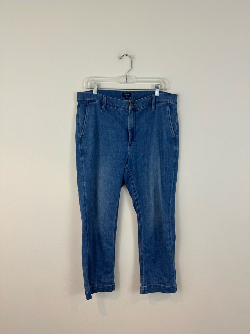J. Crew Women's Blue Chambray Denim Straight Leg Jeans Pants Size 31